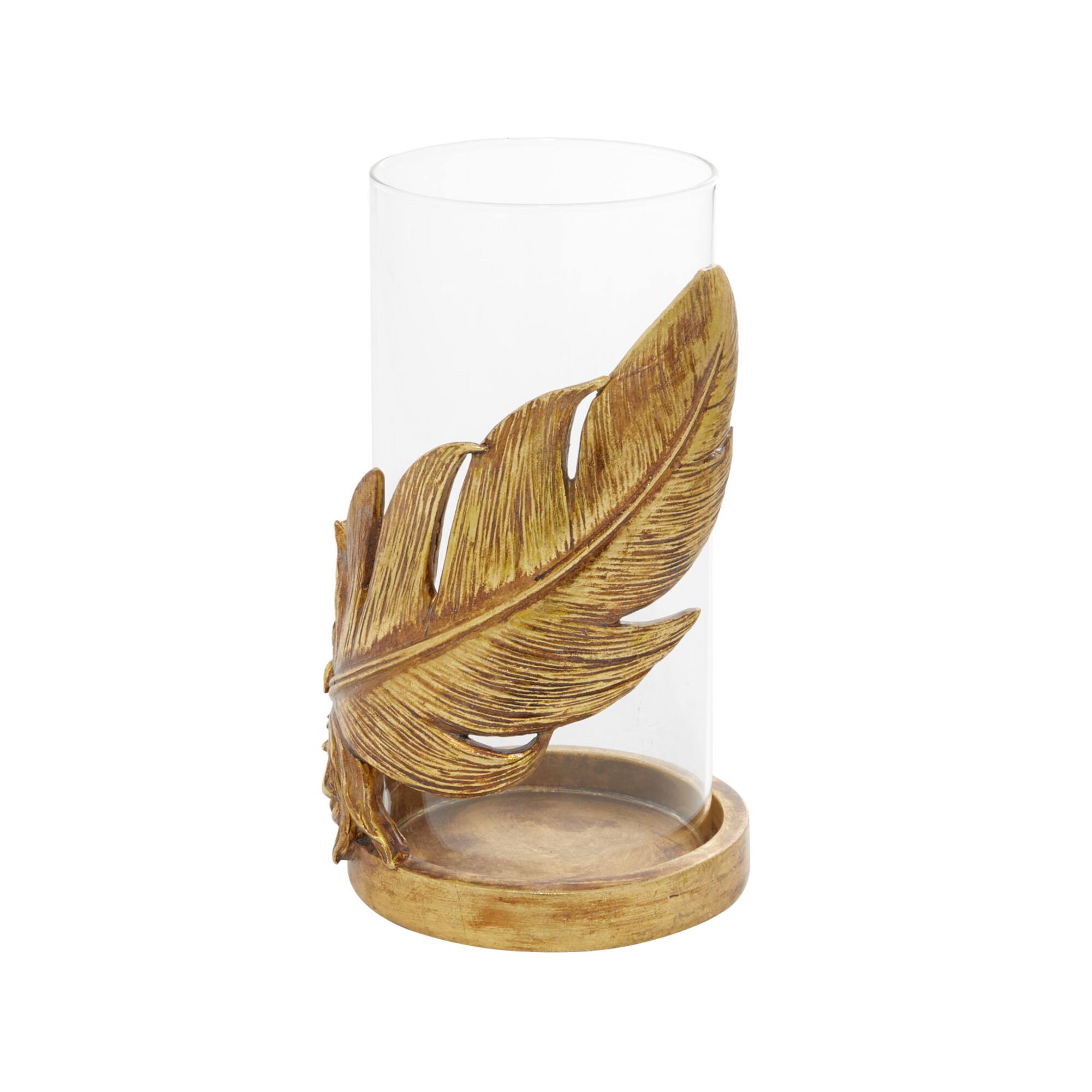 10" Gold Leaf Glass Traditional Candlestick Holder